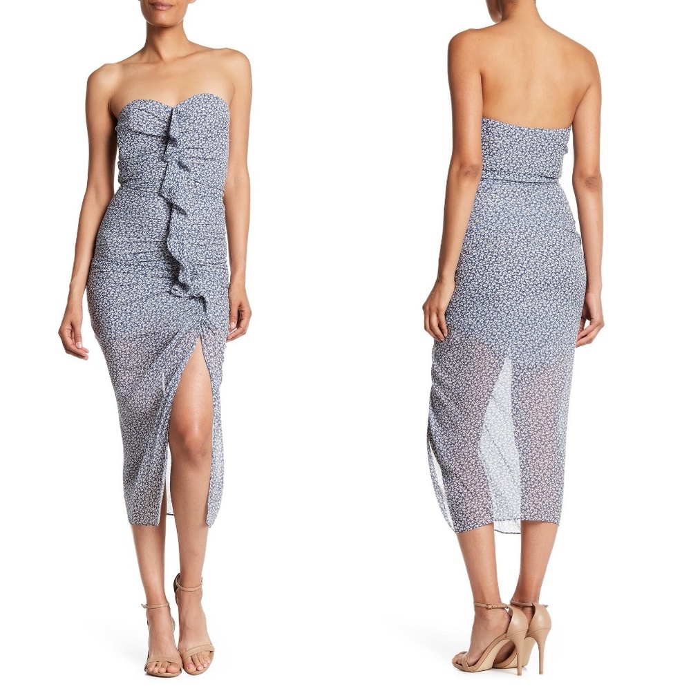 Veronica Beard Black and White Strapless Midi Dress